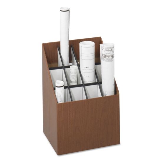 Corrugated Roll Files, 12 Compartments, 15w x 12d x 22h, Woodgrain1