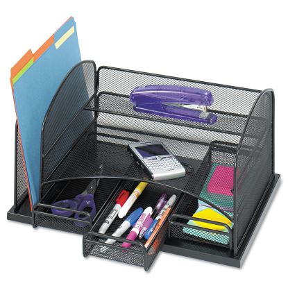 Onyx Organizer with 3 Drawers, 6 Compartments, Steel, 16 x 11.5 x 8.25, Black1