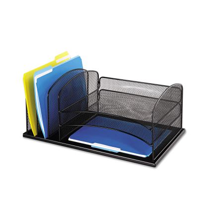 Onyx Desk Organizer with Three Horizontal and Three Upright Sections, Letter Size Files, 19.5" x 11.5" x 8.25", Black1