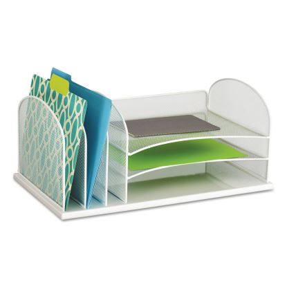 Onyx Desk Organizer with Three Horizontal and Three Upright Sections, Letter Size Files, 19.5" x 11.5" x 8.25", White1