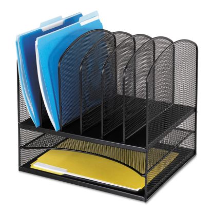 Onyx Mesh Desk Organizer with Two Horizontal and Six Upright Sections, Letter Size Files, 13.25" x 11.5" x 13", Black1