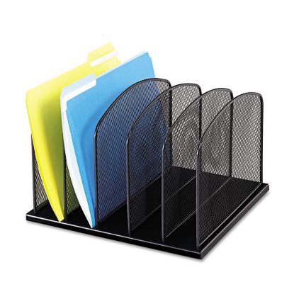 Onyx Mesh Desk Organizer with Upright Sections, 5 Sections, Letter to Legal Size Files, 12.5" x 11.25" x 8.25", Black1
