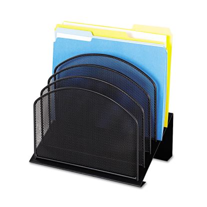 Onyx Mesh Desk Organizer with Tiered Sections, 5 Sections, Letter to Legal Size Files, 11.25" x 7.25" x 12", Black1
