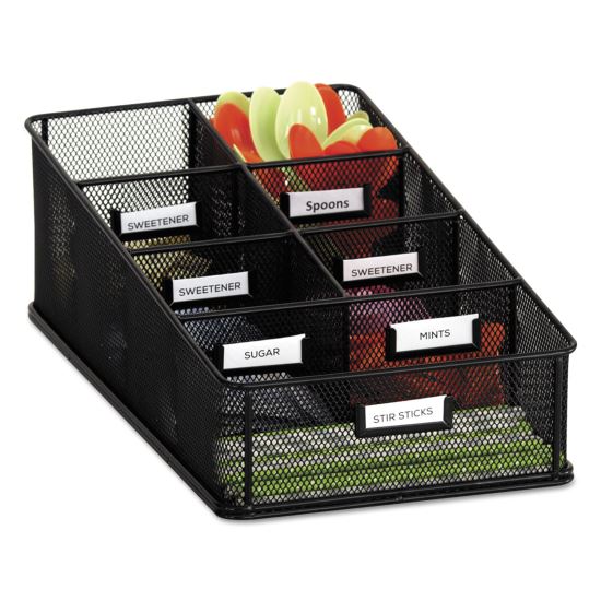 Onyx Breakroom Organizers, 7 Compartments, 16 x 8.5 x 5.25, Steel Mesh, Black1