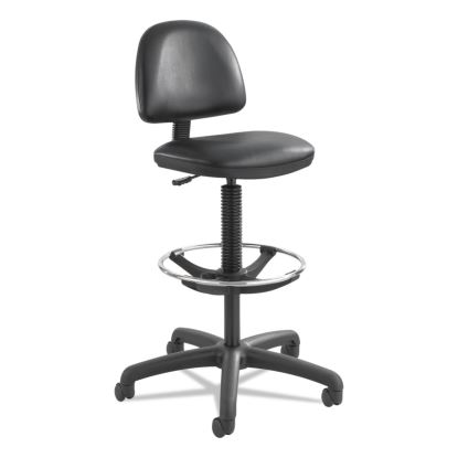 Precision Extended-Height Swivel Stool, Adjustable Footring, Supports 250 lb, 23" to 33" Seat Height, Black Vinyl, Black Base1