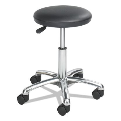 Height-Adjustable Lab Stool, Backless, Supports Up to 250 lb, 16" to 21" Seat Height, Black Seat, Chrome Base1