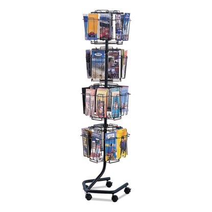 Wire Rotary Display Racks, 32 Compartments, 15w x 15d x 60h, Charcoal1
