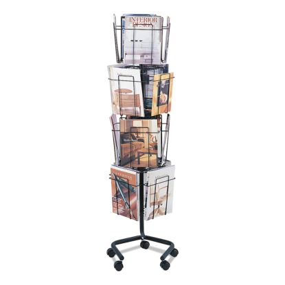 Wire Rotary Display Racks, 16 Compartments, 15w x 15d x 60h, Charcoal1
