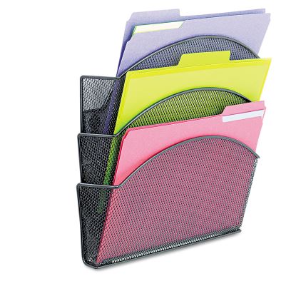 Onyx Magnetic Mesh Panel Accessories, 3 File Pocket, 13 x 4.25 x 13.5. Black1