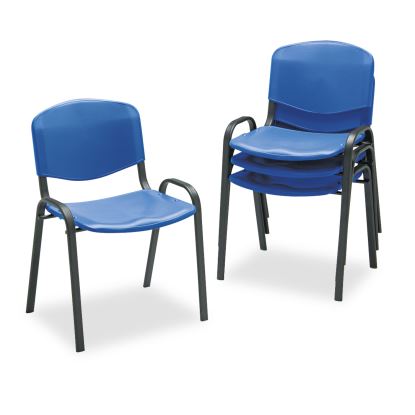 Stacking Chair, Supports Up to 250 lb, Blue Seat/Back, Black Base, 4/Carton1