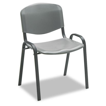 Stacking Chair, Supports Up to 250 lb, Charcoal Seat/Back, Black Base, 4/Carton1
