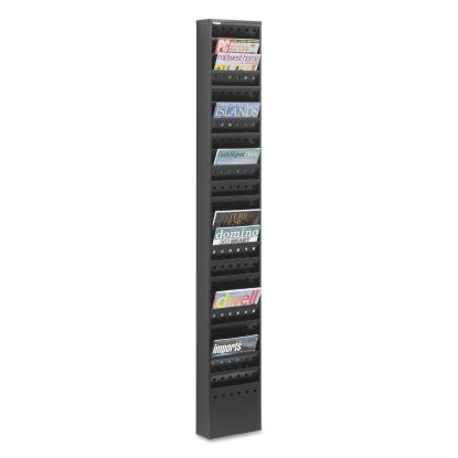 Steel Magazine Rack, 23 Compartments, 10w x 4d x 65.5h, Black1