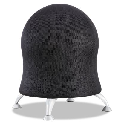 Zenergy Ball Chair, Backless, Supports Up to 250 lb, Black Fabric Seat, Silver Base1