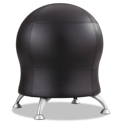 Zenergy Ball Chair, Backless, Supports Up to 250 lb, Black Vinyl Seat, Silver Base1