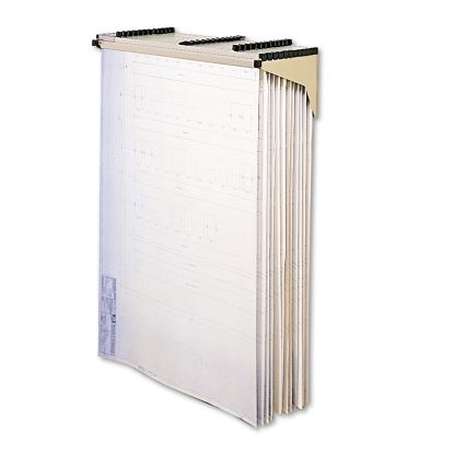 Sheet File Drop/Lift Wall Rack, 12 Hanging Clamps, 43.75w x 11.5d x 7.75h, Sand1