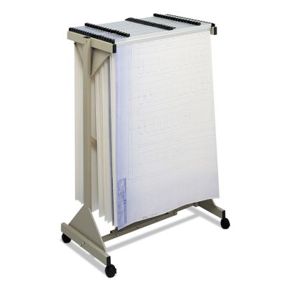 Mobile Plan Center Sheet Rack, 18 Hanging Clamps, 43.75w x 20.5d x 51h, Sand1