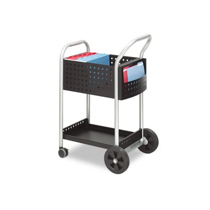 Scoot Mail Cart, One-Shelf, 22w x 27d x 40.5h, Black/Silver1
