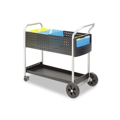 Scoot Mail Cart, One-Shelf, 22.5w x 39.5d x 40.75h, Black/Silver1