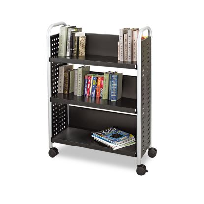 Scoot Book Cart, Three-Shelf, 33w x 14.25d x 44.25h, Black1