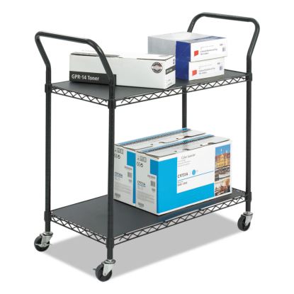 Wire Utility Cart, Two-Shelf, 43.75w x 19.25d x 40.5h, Black1