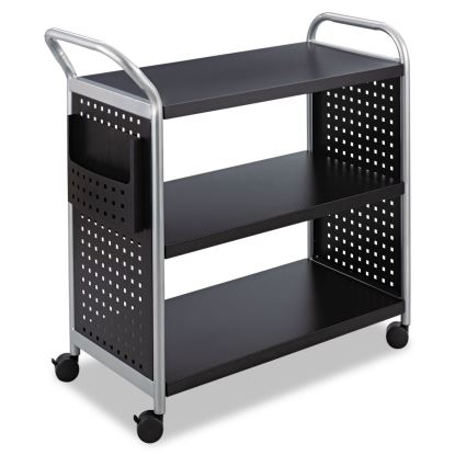 Scoot Three-Shelf Utility Cart, 31w x 18d x 38h, Black/Silver1