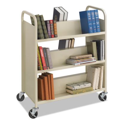 Steel Book Cart, Six-Shelf, 36w x 18.5d x 43.5h, Sand1