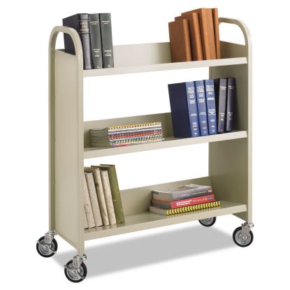 Steel Book Cart, Three-Shelf, 36w x 14.5d x 43.5h, Sand1