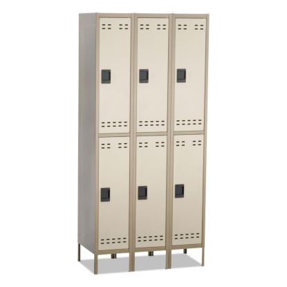 Double-Tier, Three-Column Locker, 36w x 18d x 78h, Two-Tone Tan1