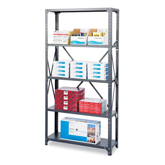 Commercial Steel Shelving Unit, Five-Shelf, 36w x 18d x 75h, Dark Gray1