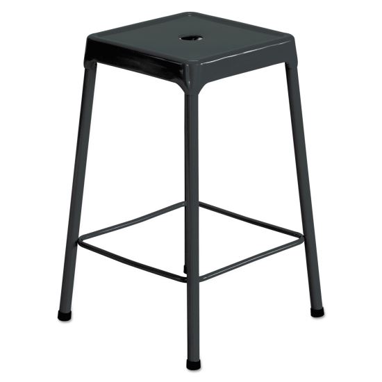 Counter-Height Steel Stool, Backless, Supports Up to 250 lb, 25" Seat Height, Black1