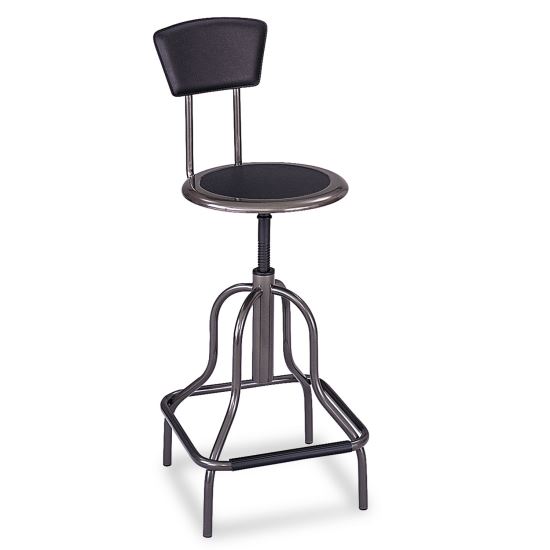 Diesel Industrial Stool with Back, Supports Up to 250 lb, 22" to 27" Seat Height, Pewter1