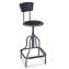Diesel Industrial Stool with Back, Supports Up to 250 lb, 22" to 27" Seat Height, Pewter1