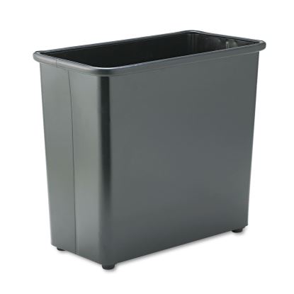 Rectangular Wastebasket, Steel, 27.5 qt, Black1