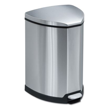 Step-On Waste Receptacle, Triangular, Stainless Steel, 4 gal, Chrome/Black1