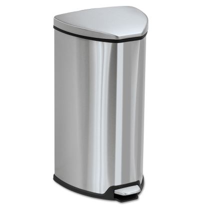 Step-On Waste Receptacle, Triangular, Stainless Steel, 7 gal, Chrome/Black1