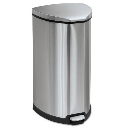Step-On Waste Receptacle, Triangular, Stainless Steel, 10 gal, Chrome/Black1