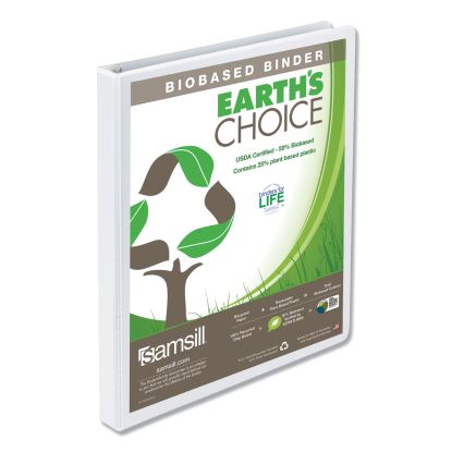 Earth's Choice Biobased Round Ring View Binder, 3 Rings, 0.5" Capacity, 11 x 8.5, White1