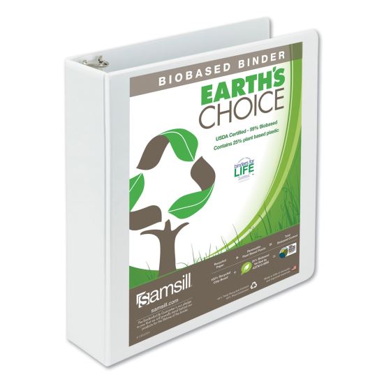 Earth's Choice Biobased Round Ring View Binder, 3 Rings, 2" Capacity, 11 x 8.5, White1