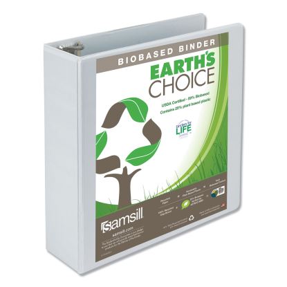 Earth's Choice Biobased Round Ring View Binder, 3 Rings, 3" Capacity, 11 x 8.5, White1