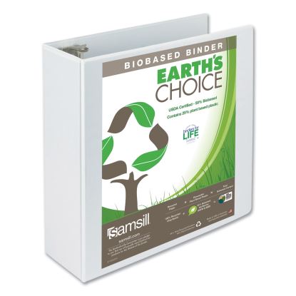 Earth's Choice Biobased Round Ring View Binder, 3 Rings, 4" Capacity, 11 x 8.5, White1