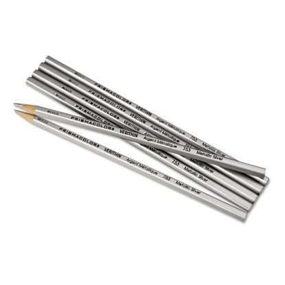 Verithin Smear-Proof Colored Pencils, 2 mm, Metallic Silver Lead, Metallic Silver Barrel, Dozen1