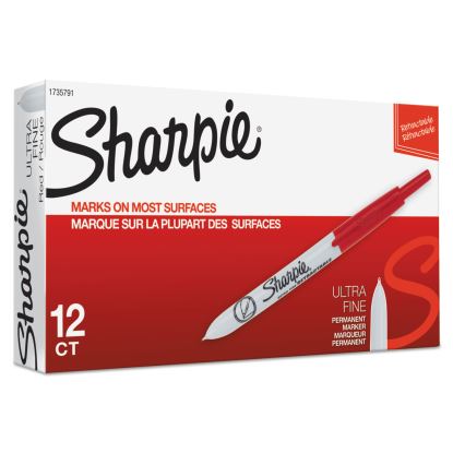Retractable Permanent Marker, Extra-Fine Needle Tip, Red1