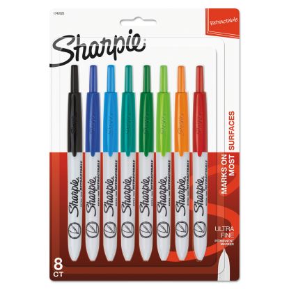 Retractable Permanent Marker, Extra-Fine Needle Tip, Assorted Colors, 8/Set1