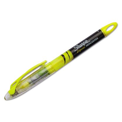 Liquid Pen Style Highlighters, Fluorescent Yellow Ink, Chisel Tip, Yellow/Black/Clear Barrel, Dozen1