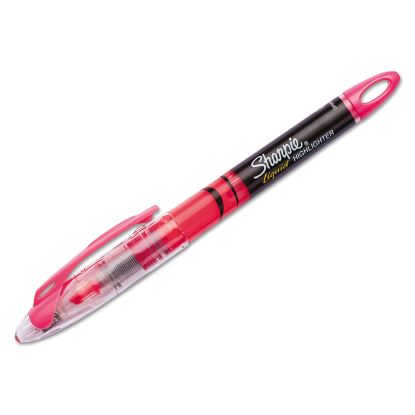 Liquid Pen Style Highlighters, Fluorescent Pink Ink, Chisel Tip, Pink/Black/Clear Barrel, Dozen1
