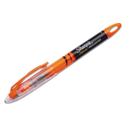 Liquid Pen Style Highlighters, Fluorescent Orange Ink, Chisel Tip, Orange/Black/Clear Barrel, Dozen1