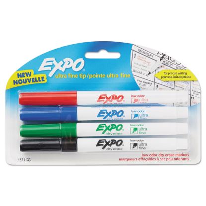 Low-Odor Dry-Erase Marker, Extra-Fine Needle Tip, Assorted Colors, 4/Pack1