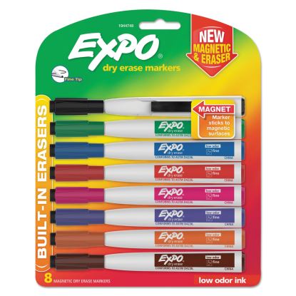 Magnetic Dry Erase Marker, Fine Bullet Tip, Assorted Colors, 8/Pack1