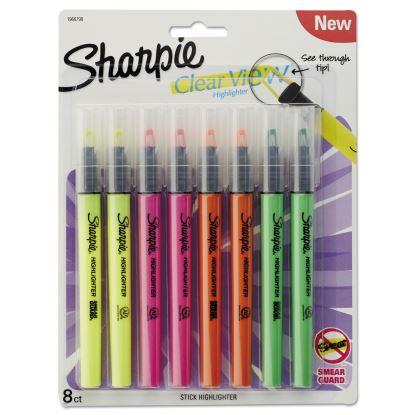 Clearview Pen-Style Highlighter, Assorted Ink Colors, Chisel Tip, Assorted Barrel Colors, 8/Pack1