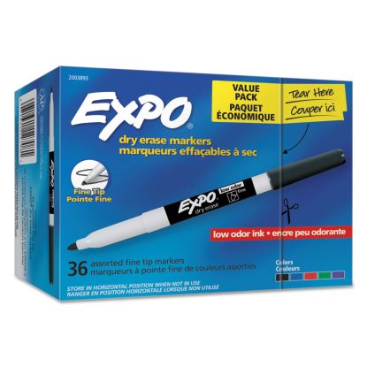 Low-Odor Dry Erase Marker Office Value Pack, Fine Bullet Tip, Assorted Colors, 36/Pack1